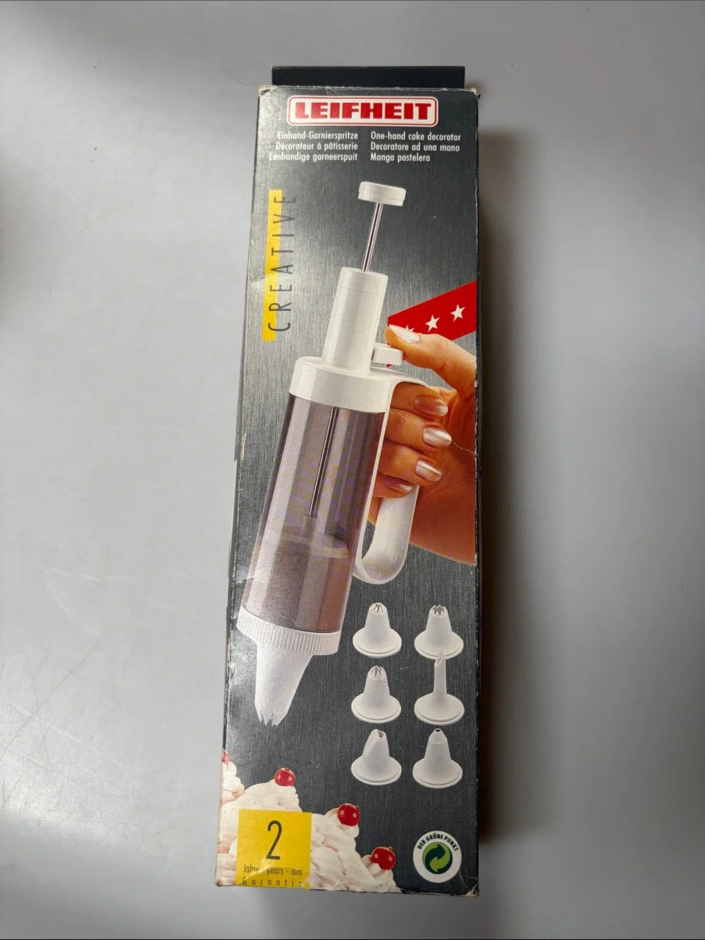 Vintage LEIFHEIT Cake Decorator Set NIB One Hand Icing Pastry Gun Germany